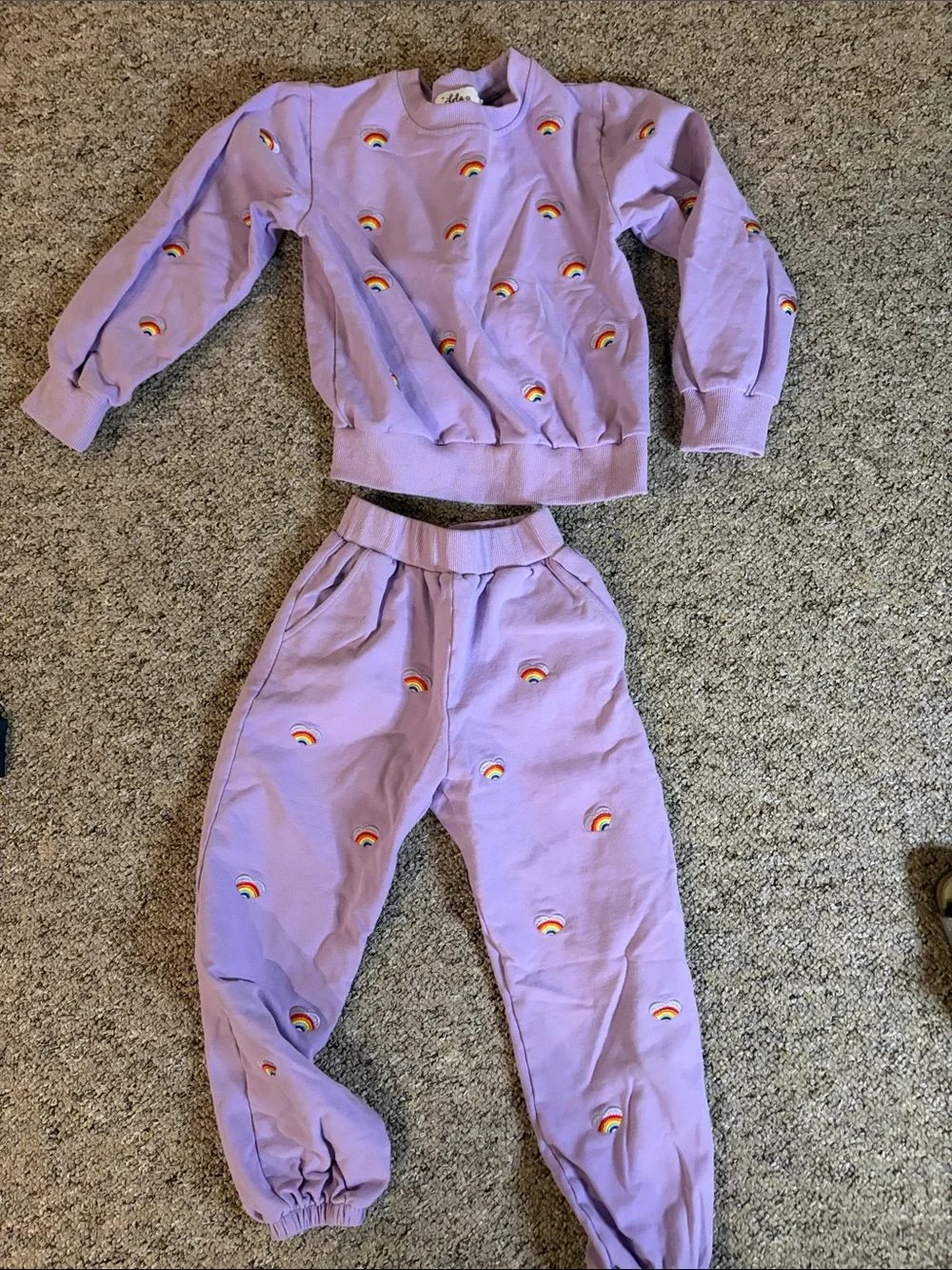 Lola + The Boys Lavender Rainbow Sweatshirt & Jogger Set